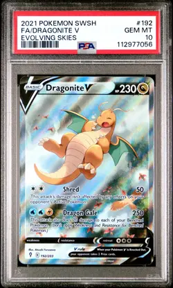 2021 POKEMON SWORD & SHIELD EVOLVING SKIES #192 FULL ART/DRAGONITE V PSA 10 - Image 1