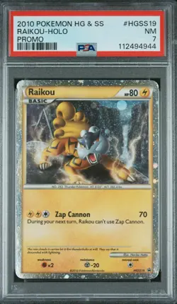 2010 Pokemon Heartgold & Soulsilver Raikou Holo HGSS19 Black Star Promo PSA 7 - Image 1