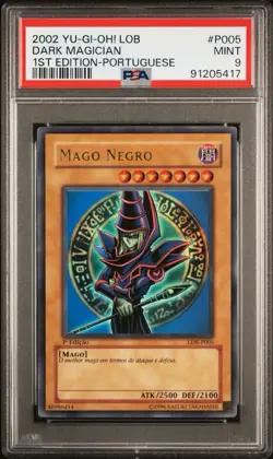 Yugioh PSA 9 2002 Dark Magician 1st Edition LDB-P005 Portuguese LOB-005 Ultra - Image 1