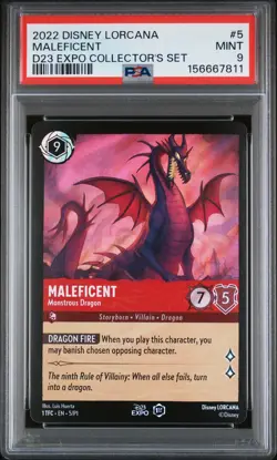 2022 DISNEY LORCANA PROMO #5 MALEFICENT - MONSTROUS DRAGON PSA 9 - Image 1