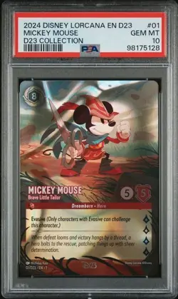 2024 Disney Lorcana Mickey Mouse Brave Little Tailor Promos #01/D23 PSA 10 - Image 1
