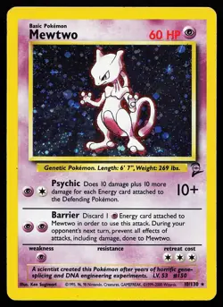 Mewtwo 10/130 Holo Rare Base Set 2 Pokemon Card - Image 1