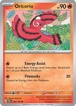 Oricorio - 026/191 SSP 026/191 Pokemon SV08: Surging Sparks Common Reverse Ho... - Image 1