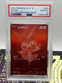 2025 POKEMON JAPANESE SV-P PROMO VICTINI BWR EVENT PRIZE #288 PSA 10 - Image 1