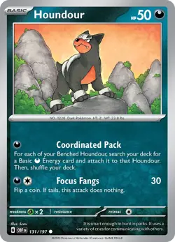 Houndour - 131/197 Reverse Holofoil Common SV03: Obsidian Flames 131/197 LP P... - Image 1
