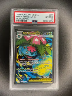 2025 Pokemon MEG EN Mega Venusaur ex Ultra Rare #155 PSA 10 - Image 1