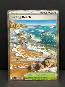 POKEMON Surfing Beach 114/086 Ultra Rare ME04: Chaos Rising Pokemon Near Mint - Image 1