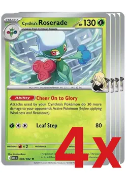4x Cynthia's Roserade 008/182 Pokemon TCG Playset SV10: Destined Rivals - Image 1