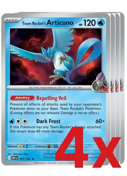 4x Team Rocket's Articuno 051/182 Pokemon TCG Playset SV10: Destined Rivals - Image 1