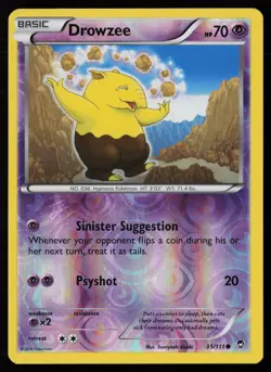Drowzee 35/111 Reverse Holo Pokemon TCG XY - Furious Fists LP - Image 1