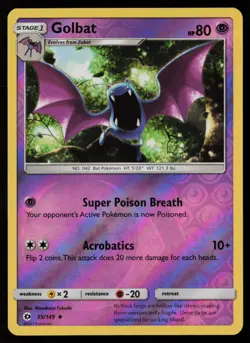 Golbat 55/149 Reverse Holo Pokemon TCG SM Base Set LP - Image 1