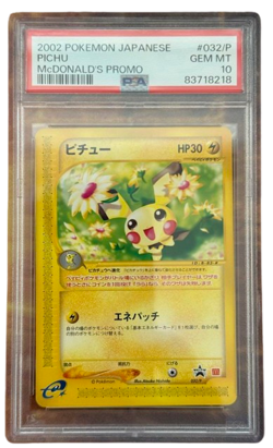 Pokemon Card Pichu 2002 McDonald’s ePromo 032/P PSA 10 GEM MINT From Japan - Image 1