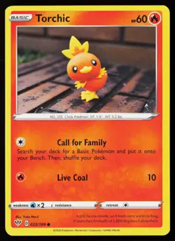 Torchic (Yuka Morii Clay) 022/189 Regular Pokemon TCG SWSH03: Darkness Ablaze LP - Image 1