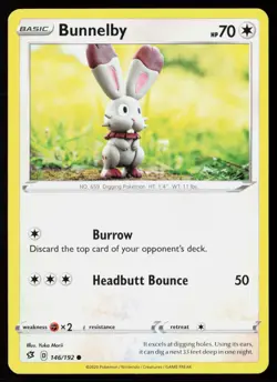 Bunnelby (Yuka Morii Clay) 146/192 Regular Pokemon TCG SWSH02: Rebel Clash LP - Image 1
