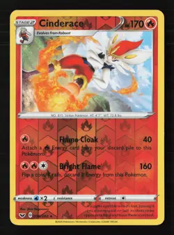 Cinderace 036/202 Reverse Holo Pokemon TCG SWSH01: Sword & Shield Base Set LP - Image 1