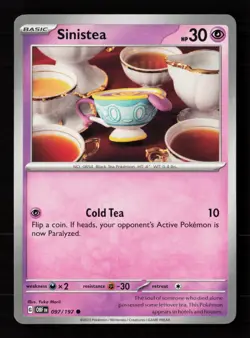 Sinistea (Yuka Morii Clay) 097/197 Normal Pokemon TCG SV03: Obsidian Flames NM - Image 1