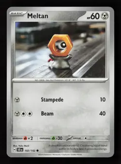 Meltan (Yuka Morii Clay) 102/142 Pokemon TCG SV07: Stellar Crown NM - Image 1
