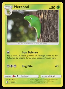 Metapod (Yuka Morii Clay) 2/149 Regular Pokemon TCG SM Base Set LP - Image 1
