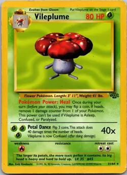 Vileplume 31/64 Rare Jungle Pokemon Lightly Played - Image 1