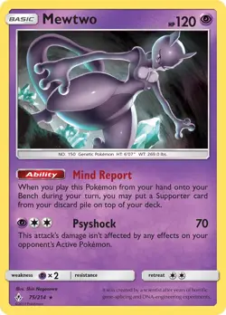 Mewtwo (75/214) Rare NM SM10 SM - Unbroken Bonds Pokemon TCG - Image 1