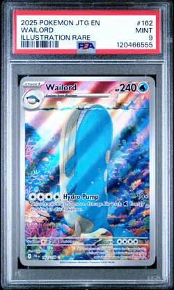 2025 POKEMON JTG EN-JOURNEY TOGETHER ILLUSTRATION RARE #162 WAILORD PSA 9 - Image 1