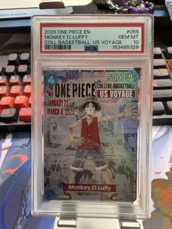 2026 ONE PIECE PROMOS COLLEGE BASKETBALL: US VOYAGE MONKEY D. LUFFY PSA 10 - Image 1