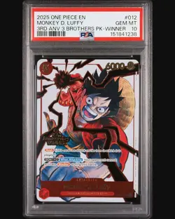 2025 ONE PIECE 3RD ANNIVERSARY WINNER 3 BROTHERS MONKEY D. LUFFY PSA 10 - Image 1