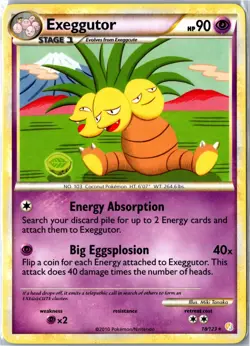 Pokemon Card - Exeggutor 18/123 HeartGold & SoulSilver Rare Heavily Played - Image 1