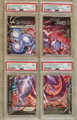 Pokemon Card Mewtwo V Union SWSH159-162 Full Set PSA 9 Mint - Image 1