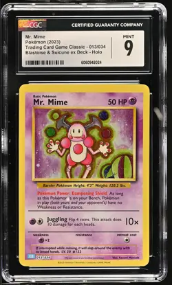Pokemon TCG Mr. Mime Trading Card Game Holo 13/34 Graded CGC 9 Mint - Image 1