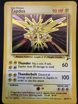 Zapdos 20/130 Holo Rare Base Set 2 Pokemon Holo Lightly Played - Image 1