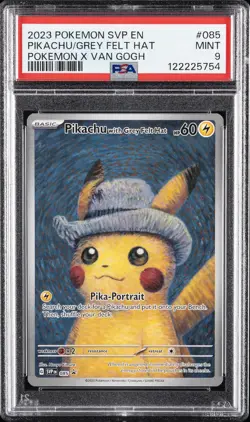 2023 POKEMON SVP EN-SV BLACK STAR PROMO #085 PIKACHU WITH GREY FELT HAT PSA 9 - Image 1
