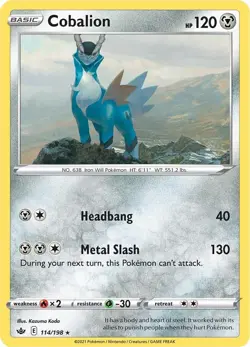 Cobalion SWSH06 114/198 Pokemon SWSH06: Chilling Reign Holo Rare Holofoil EN NM - Image 1