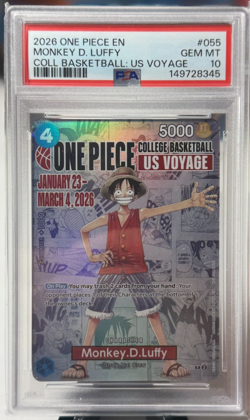 One Piece Monkey D. Luffy US Voyage NCAA College Basketball Card Promo PSA 10 - Image 1