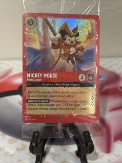 NEW- Disney Lorcana Mickey Mouse Pirate Captain Promo Card 18- SEALED - Image 2