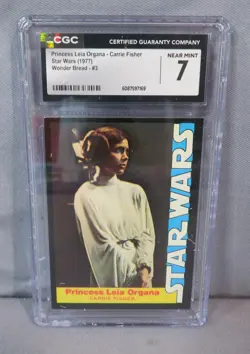 PRINCESS LEIA ORGANA #3 Star Wars Wonder Bread 1977 Card CGC Grade 7 Near Mint - Image 1