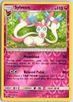 Sylveon Reverse Holofoil Rare SM - Cosmic Eclipse 155/236 NM Pokemon TCG - Image 1