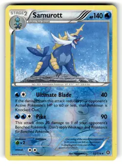 Samurott 32/114 Rare Steam Siege Reverse Holo Pokemon Lightly Played - Image 1