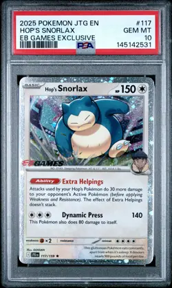 PSA 10 - Hop's Snorlax Cosmos Holo 117/159 SV EB Games Exclusive x531 - Pokemon - Image 1