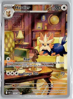 Herdier - 155/086 Holofoil Illustration Rare SV: White Flare 155/086 NM Pokem... - Image 1