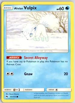 Alolan Vulpix Common SM - Lost Thunder 53/214 NM Pokemon TCG - Image 1