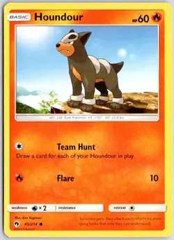 Houndour Common SM - Lost Thunder 45/214 NM Pokemon TCG - Image 1