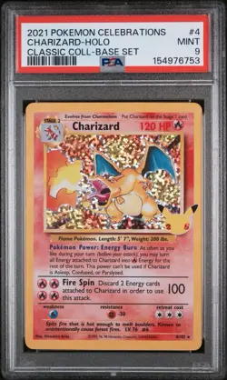 2021 Pokemon Celebrations 4 Charizard Holo Classic Collection PSA 9 - Image 1