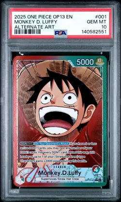 PSA 10 Monkey.D.Luffy Alternate Art L OP13-001 Carrying On His Will One Piece - Image 1
