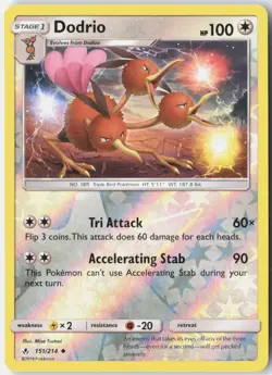 Dodrio 151/214 Uncommon Unbroken Bonds Pokemon Reverse Holo Near Mint - Image 1