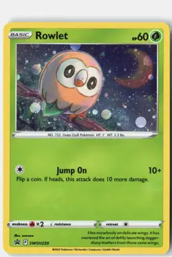 Rowlet SWSH220 COSMOS Holo Promo Sword & Shield Promo Pokemon Holo Near Mint - Image 1