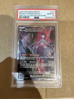 Pokemon Destined Rivals Team Rockets Mewtwo EX SIR PSA 10 Graded Card - Image 1