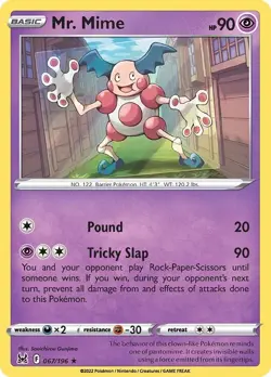Mr. Mime SWSH11 067/196 Pokemon SWSH11: Lost Origin Rare Reverse Holofoil EN NM - Image 1