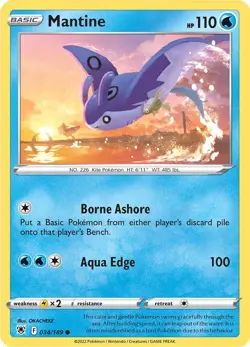 Mantine SWSH10 034/189 Pokemon SWSH10: Astral Radiance Common Normal EN NM - Image 1