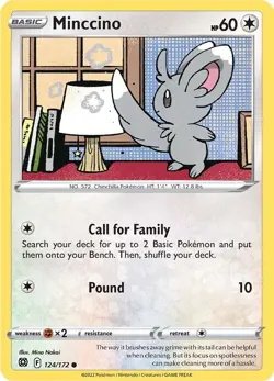 Minccino SWSH09 124/172 Pokemon SWSH09: Brilliant Stars Common Normal EN NM - Image 1